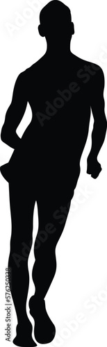 male athlete racewalking black silhouette