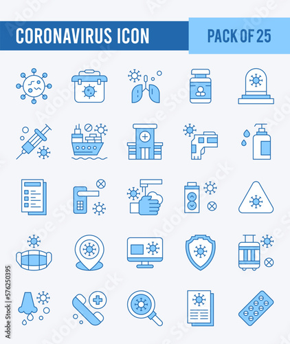 25 Coronavirus. Two Color icons Pack. vector illustration.