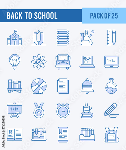 25 Back to school. Two Color icons Pack. vector illustration.