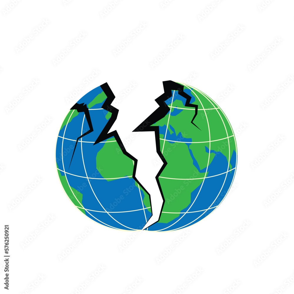 Earth in cracks. Conflicts and wars destroy the Earth. Earth in cracks. Conflicts and wars destroy the Earth.