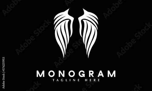 Eagle wings or feather abstract monogram vector logo template