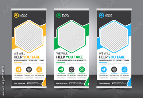 Creative and modern corporate company rollup banner, pull up and x banner design