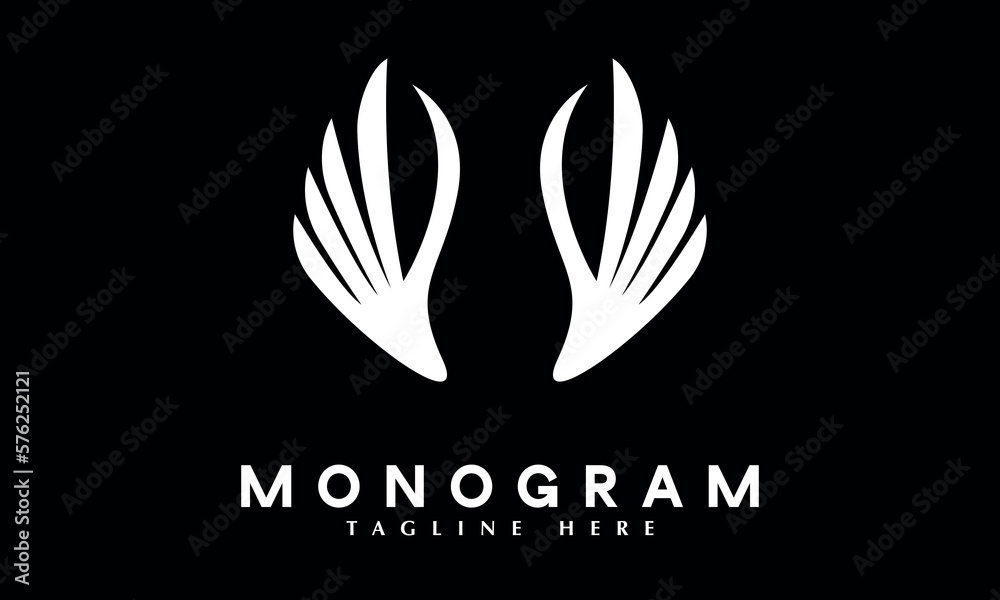 Eagle wings or feather abstract monogram vector logo template