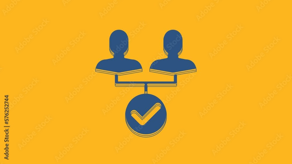 Blue Project team base icon isolated on orange background. Business analysis and planning, consulting, team work, project management. 4K Video motion graphic animation