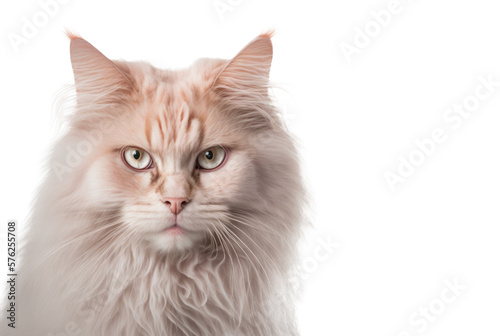 Pink Persian cat isolated on white background. Generative AI