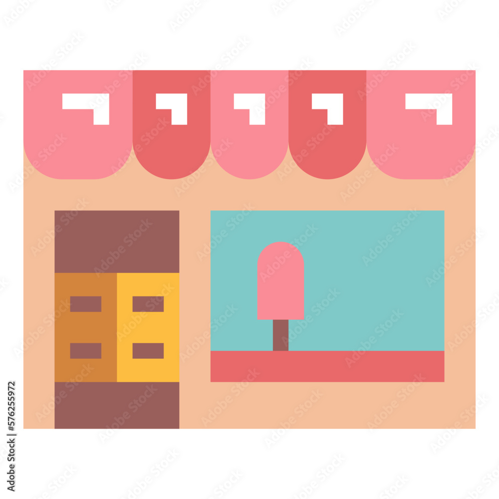 ice cream shop flat icon style ice cream shop flat icon style