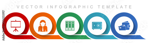 Seminar icon set, miscellaneous icons such as board, woman, archive, safe and money for webdesign and mobile applications, flat design infographic vector template in eps 10