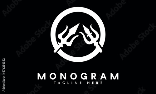 Trident icon abstract monogram vector logo template