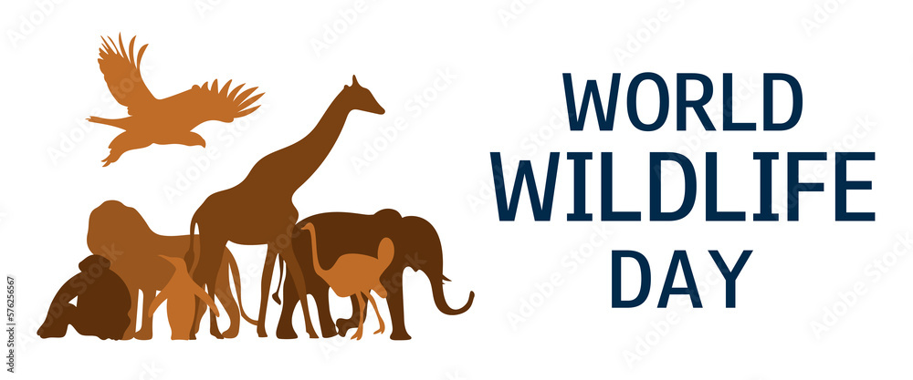 World wildlife day. March 3. Ecology concept. Save animals concept. World wildlife day horizontal banner. 
