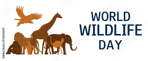 World wildlife day. March 3. Ecology concept. Save animals concept. World wildlife day horizontal banner. 