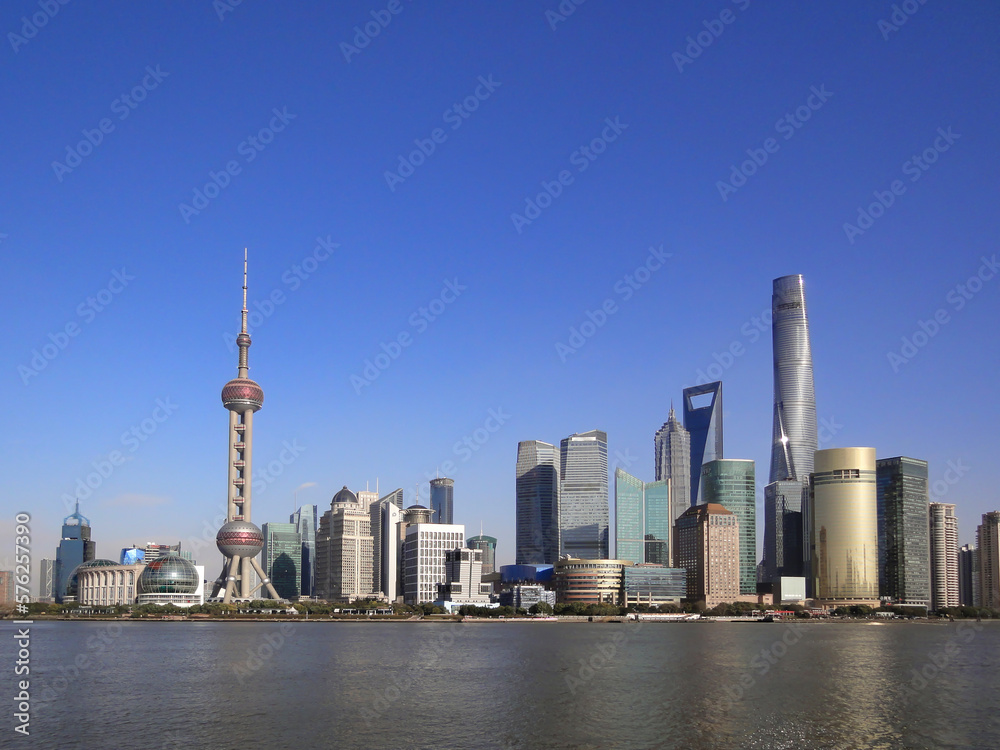 Obraz premium 青空の中国浦東の風景