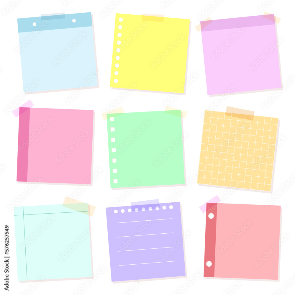 Set of post-it with different designs with colorful color. Set of post-it with different designs with colorful color.