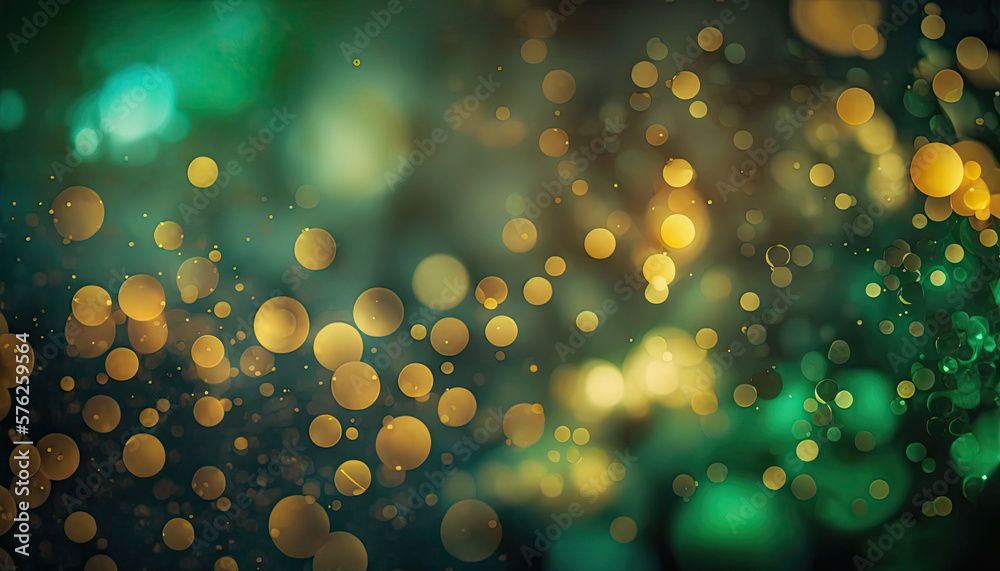 Bokeh background green and gold, generative AI