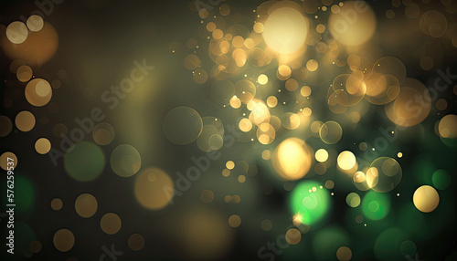 Bokeh background green and gold, generative AI