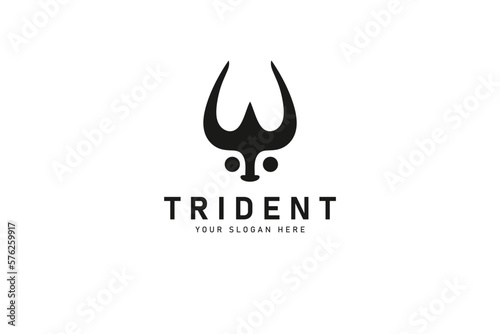 Bull Trident logo design icon vector illustration