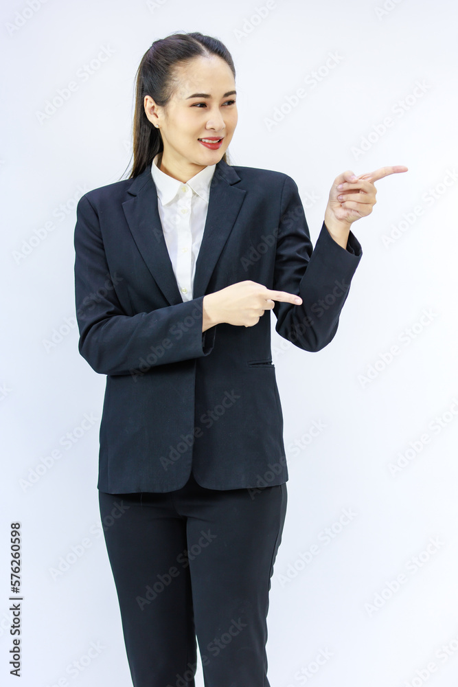 Portrait isolated cutout studio shot of Millennial Asian professional successful female businesswoman lawyer ceo in formal business suit posing smiling on white background Portrait isolated cutout studio shot of Millennial Asian professional successful female businesswoman lawyer ceo in formal business suit posing smiling on white background