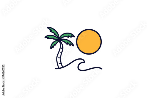 Summer and holiday logo design icon vector