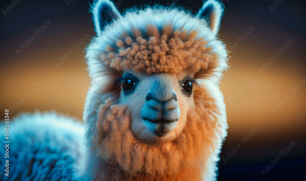 Fototapeta premium A fluffy alpaca with a curious expression