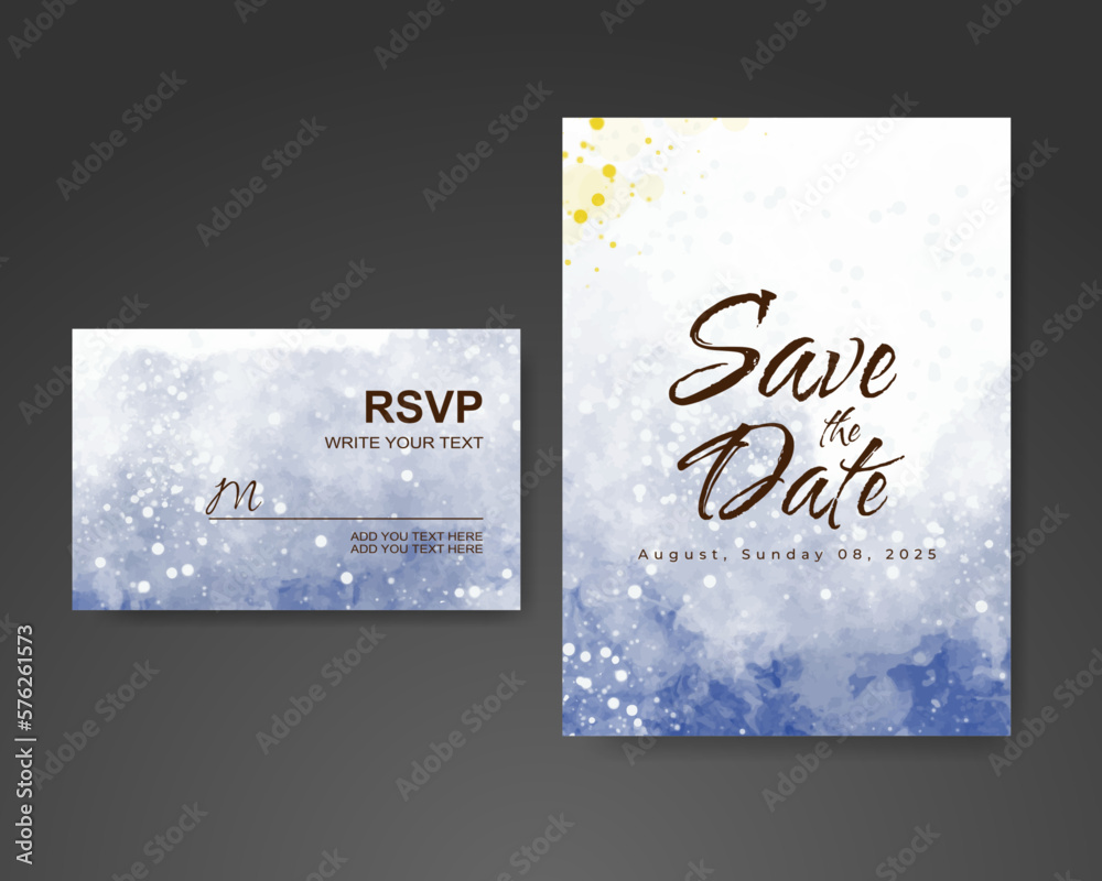 Wedding invitation with abstract watercolor background
