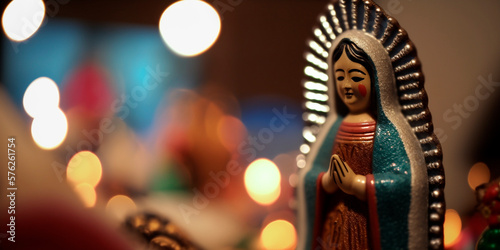 Devotion to the Virgin of Guadalupe: Sacred Wooden Figure for the Mexican Holiday © artefacti