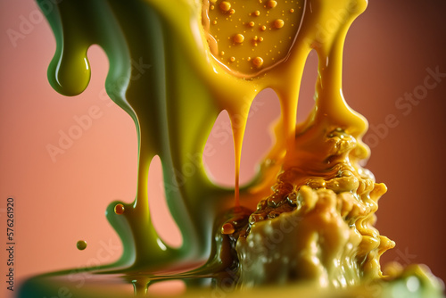 flowing golden drops cannabis wax extract, thc live resin Generative AI