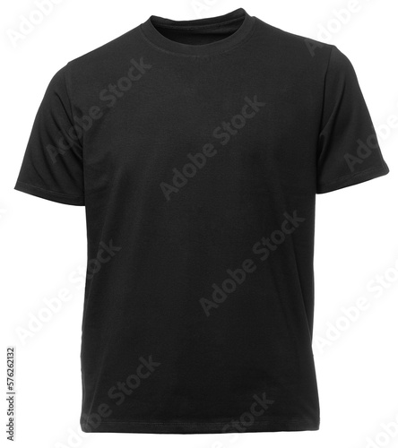 Black plain shortsleeve cotton T-Shirt on hollow invisible mannequin isolated on a white background