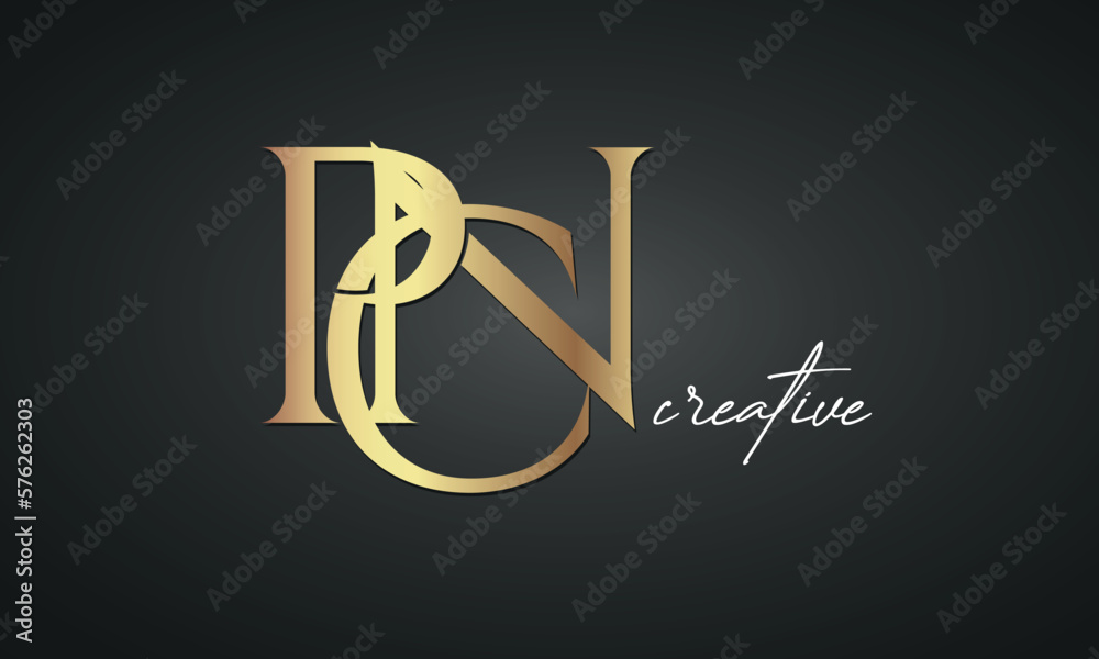 luxury letters PCN golden logo icon premium monogram, creative royal logo design	 - obrazy, fototapety, plakaty 