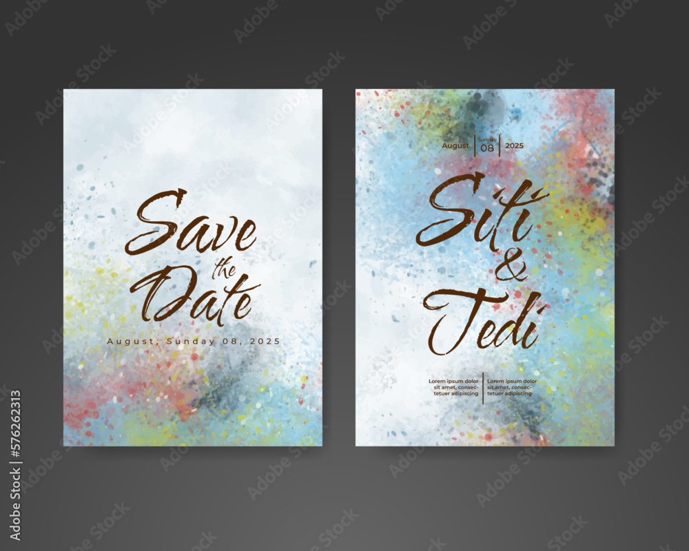 Wedding invitation with abstract watercolor background Wedding invitation with abstract watercolor background