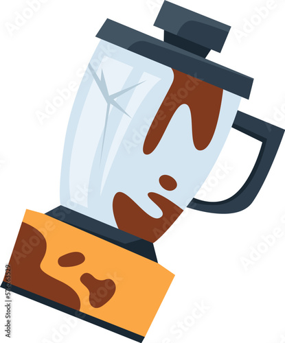Broken and dirty blender flat illustration Electronic waste