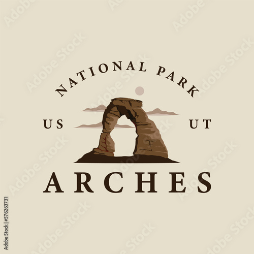 Leinwand Poster arches national park logo vintage vector illustration template icon graphic design