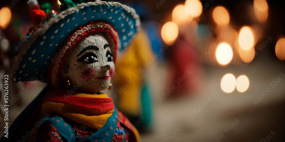 Festive Evening Scenes with Fire and Dance for Mexican Dia de San Juan Holiday