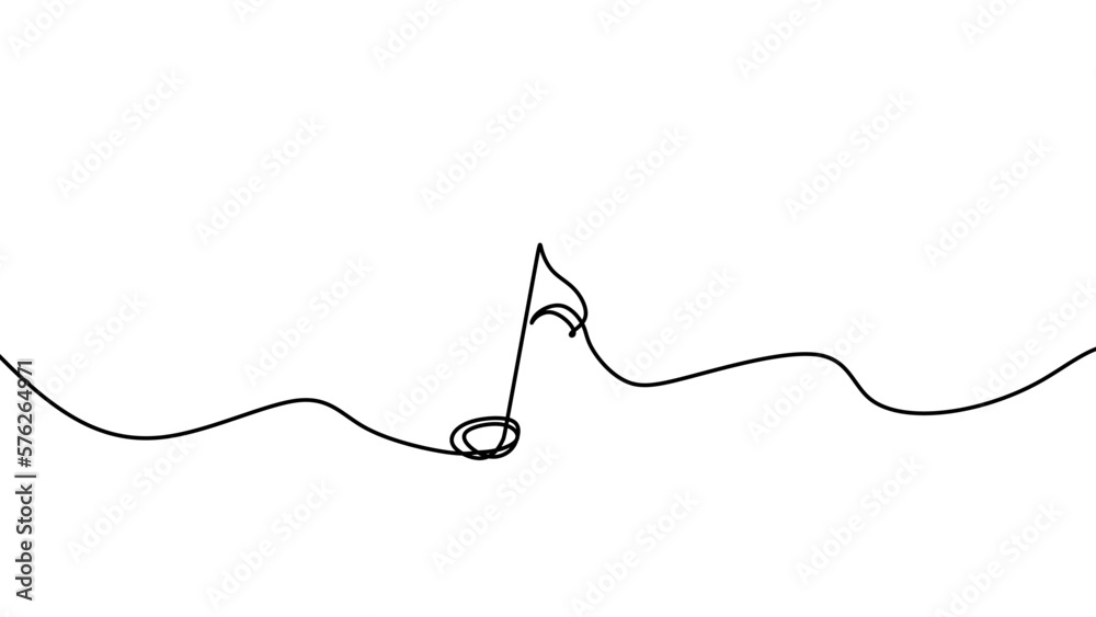 Obraz premium music line art drawing, vector illustration continuous one line hand drawn abstract treble clef symbol.