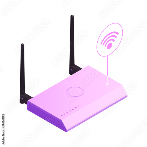 Wireless Router Isometric Composition