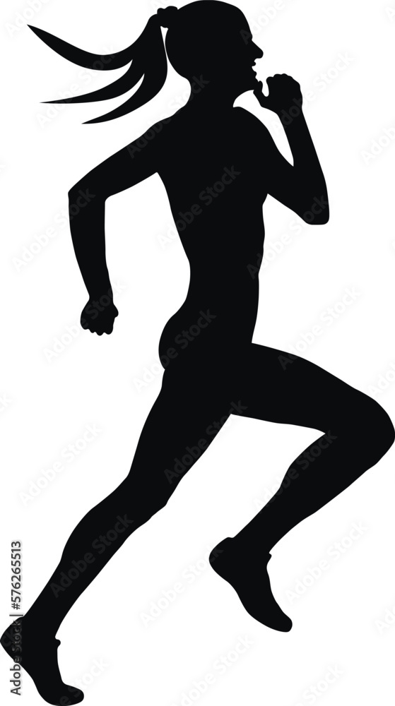 black silhouette female runner athlete running sprint