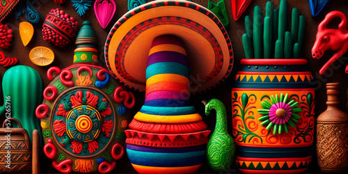 Vibrant Mexican Art: Colorful Patterns, Clothing, Figures, and Craftwork