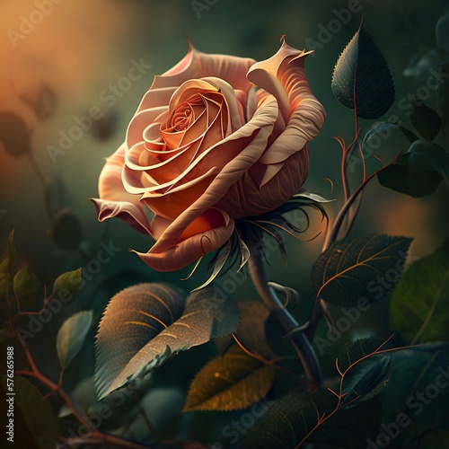 Fototapete Rose flower illustration.