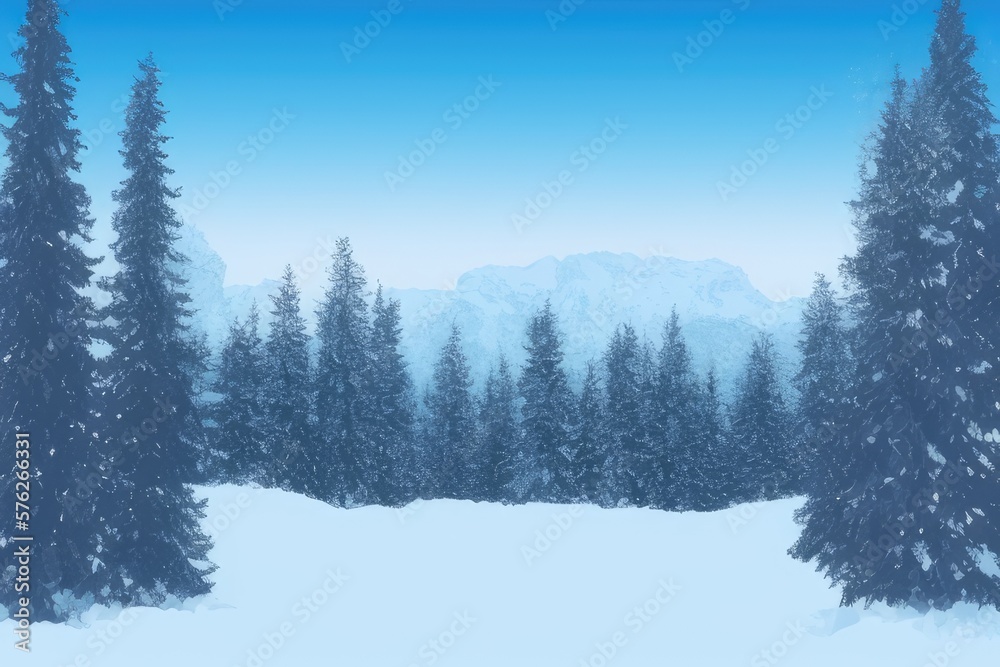 Mountain landscape in winter. Illustration. Generated by AI Mountain landscape in winter. Illustration. Generated by AI