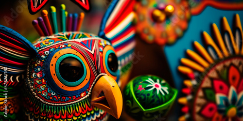 Vibrant Mexican Art: Colorful Patterns, Clothing, Figures, and Craftwork © artefacti