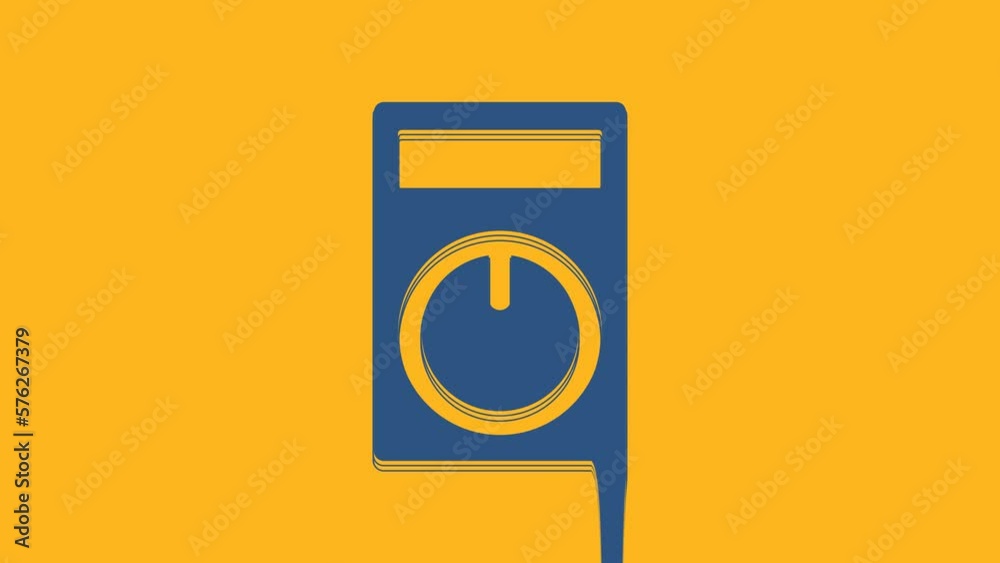 Blue Smart home icon isolated on orange background. Remote control. 4K Video motion graphic animation Blue Smart home icon isolated on orange background. Remote control. 4K Video motion graphic animation