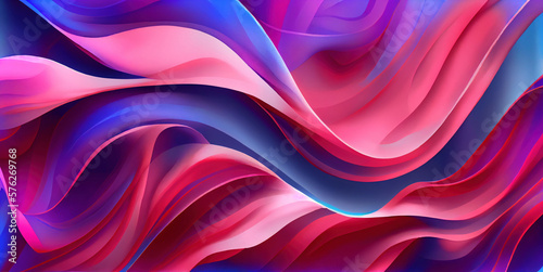 Fototapeta Naklejka Na Ścianę i Meble -  Colorful wavy abstract background, smooth watercolor lines, created with Generative AI technology
