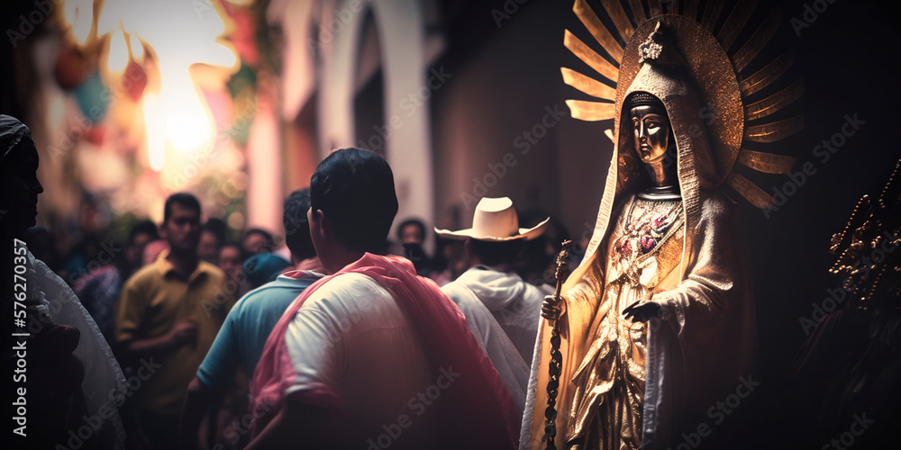Joyful Scenes in the Streets Celebrating Mexican Semana Santa Holiday