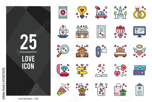 25 Love Lineal Color icon pack. vector illustration.