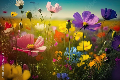 Colorful flower meadow landscape