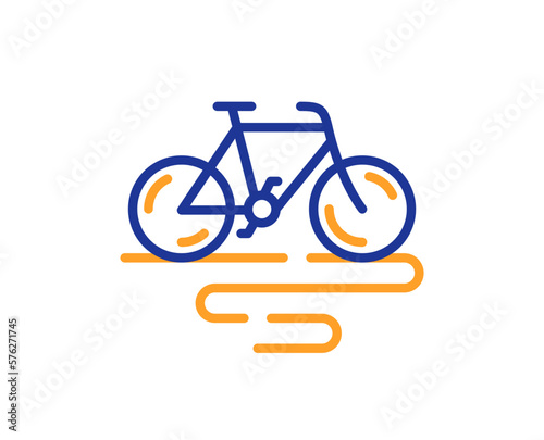 Bike line icon. Bicycle route sign. Cycling track symbol. Colorful thin line outline concept. Linear style bike icon. Editable stroke. Vector