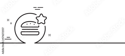 Best food line icon. Burger review star sign. Restaurant top rate symbol. Minimal line illustration background. Best food line icon pattern banner. White web template concept. Vector