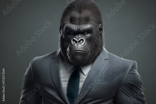 Portrait of an aggressive gorilla wearing business suite generative ai © Artistic
