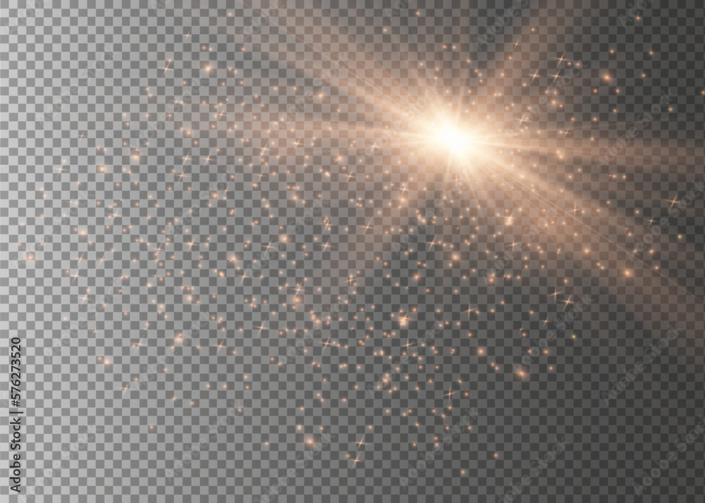 The dust sparks and golden stars shine with special light. Vector sparkles on a transparent background. Christmas light effect. The dust sparks and golden stars shine with special light. Vector sparkles on a transparent background. Christmas light effect.