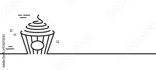 Pasta line icon. Spaghetti take away sign. Noodles bowl symbol. Minimal line illustration background. Pasta line icon pattern banner. White web template concept. Vector