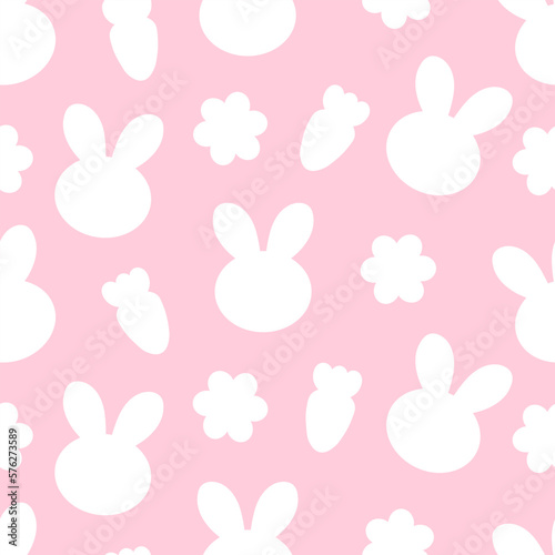 Seamless pattern Bunny flower carrot silhouette vector illustration