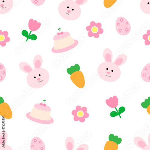 Seamless pattern Easter Bunny egg carrot vector illustration